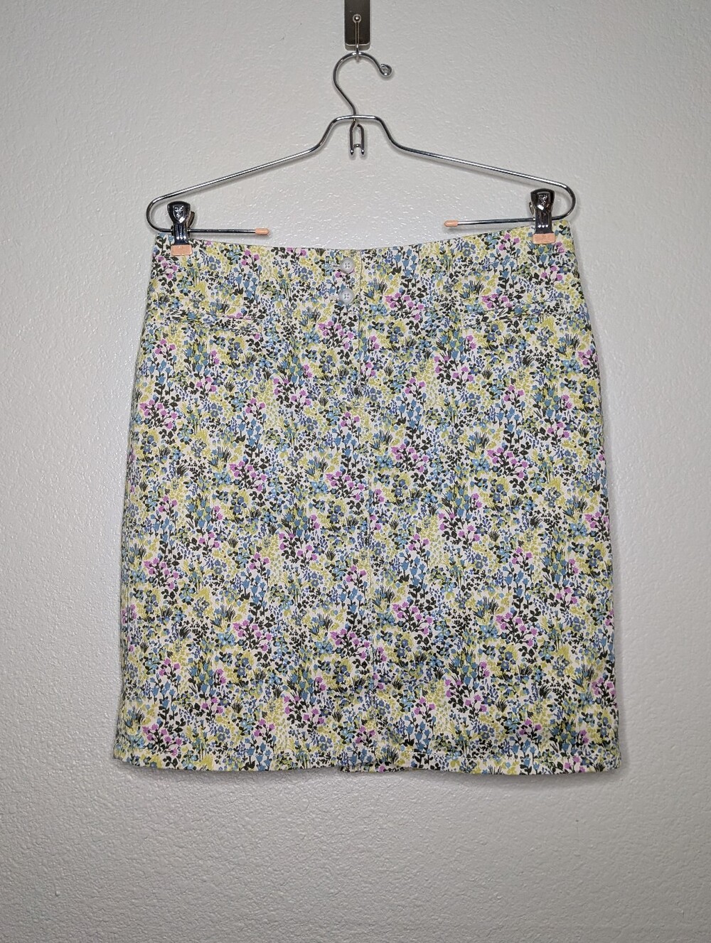 J. Jill Yellow Floral Live In Chino Office Career Casual Workwear Pencil Skirt 6